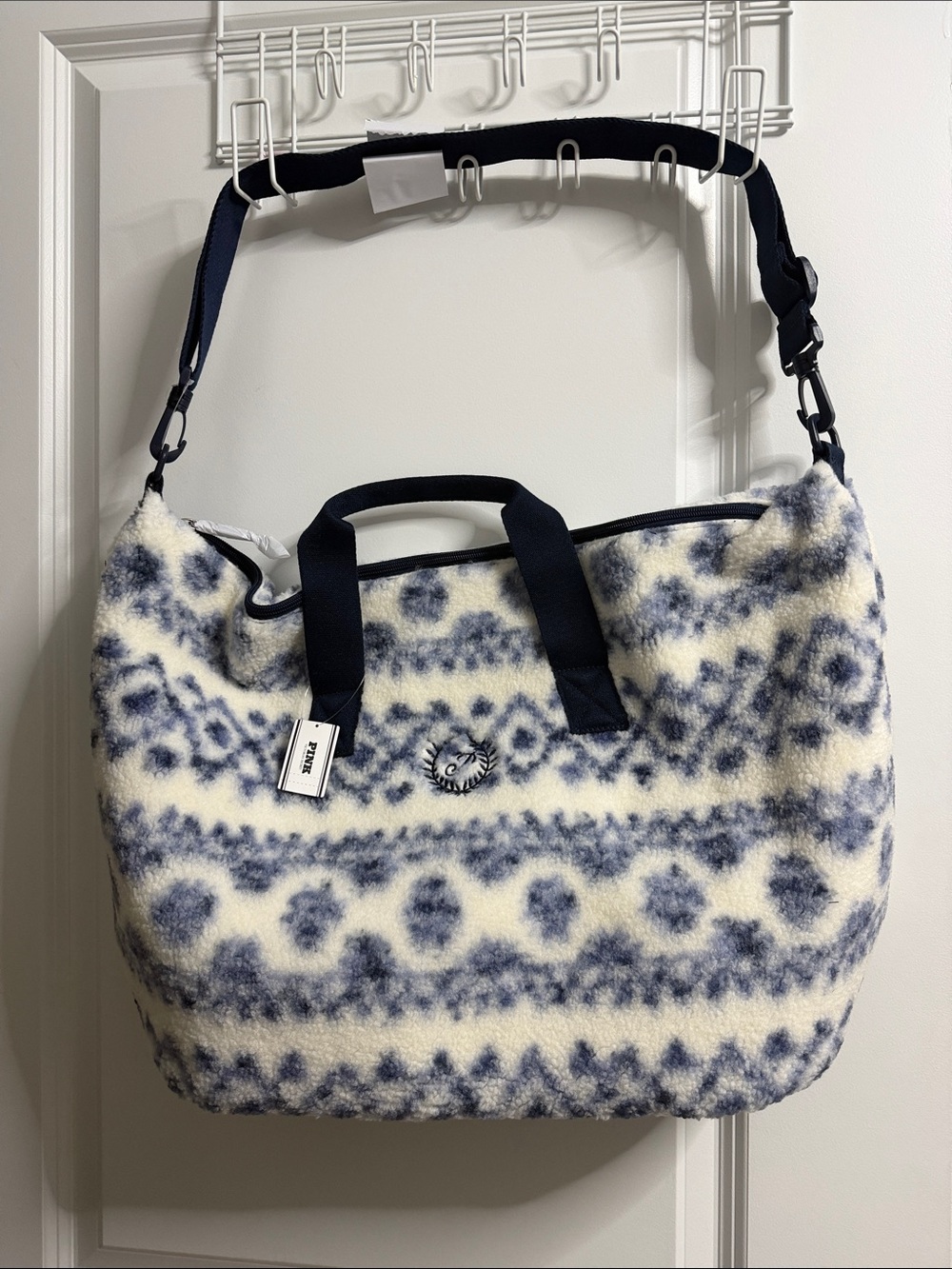 Victoria’s Secret Blue and White Patterned Tote Bag